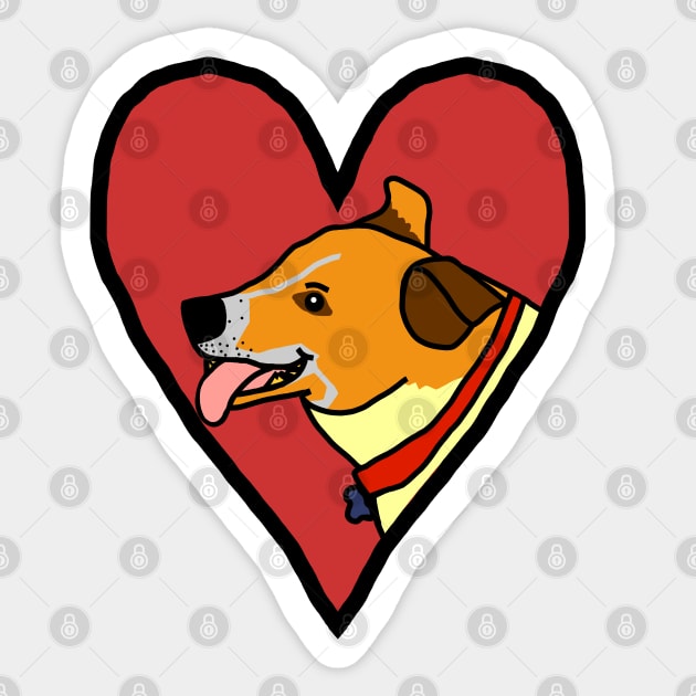 My Valentine Toby Dog Portrait in Red Heart Sticker by ellenhenryart